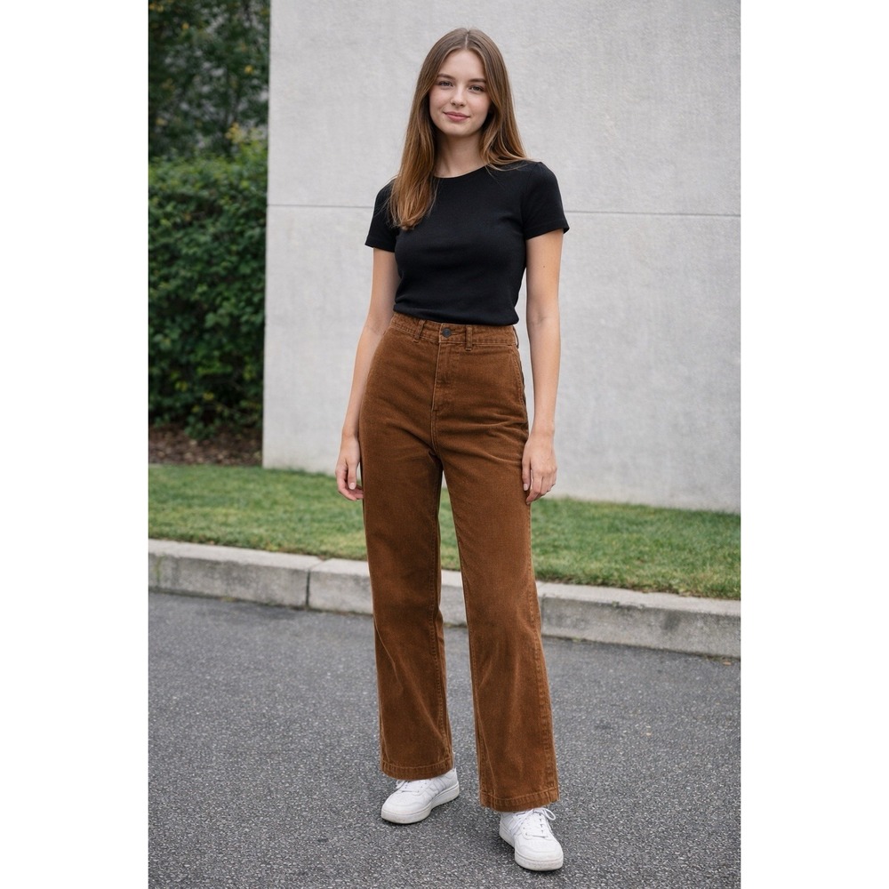 Everlane Womens Brown Corduroy Pants Size 6 High Rise Straight Leg Casual Fall